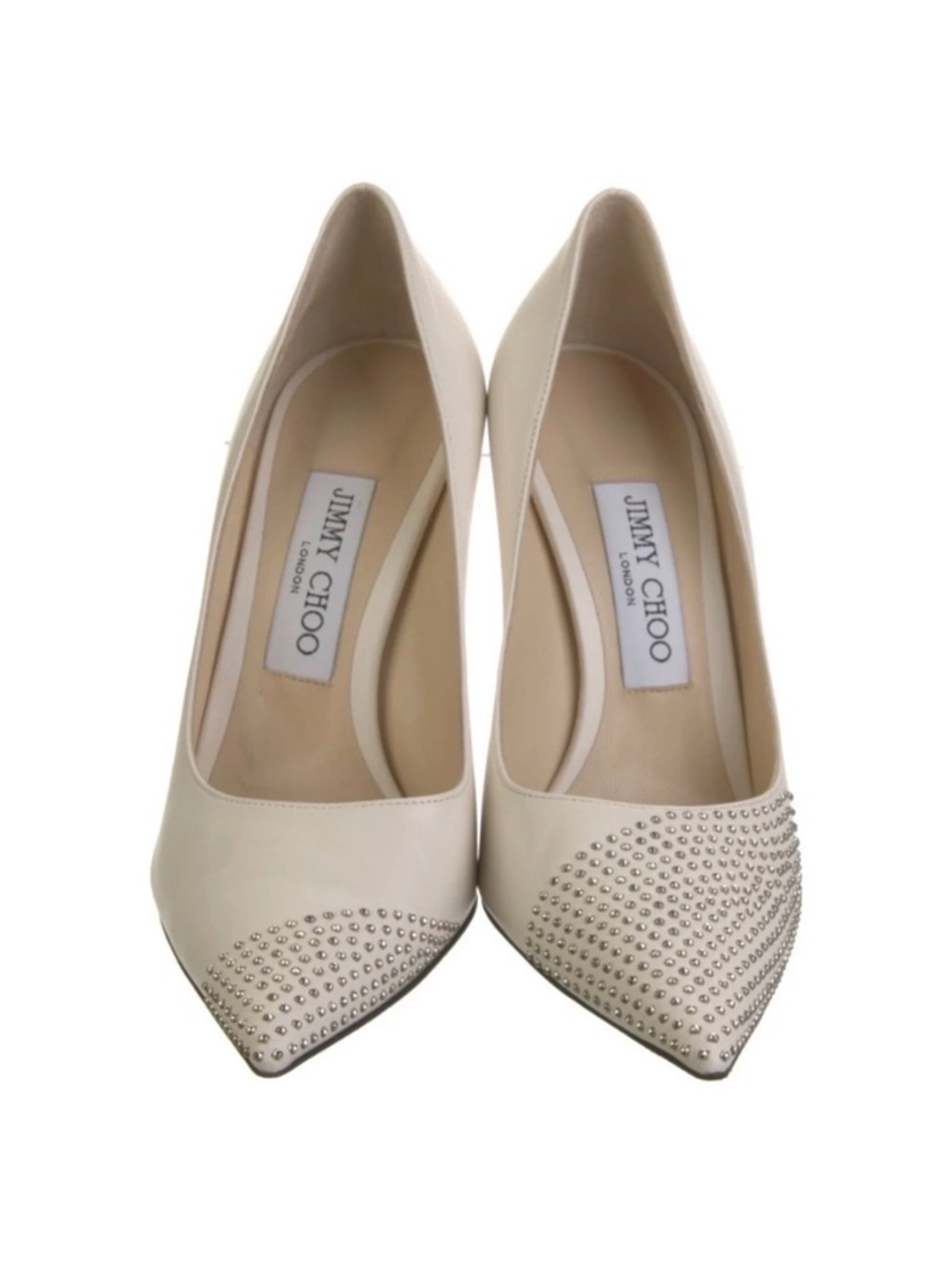 Jimmy Choo Ivory Studded Pointed-Toe Pumps
